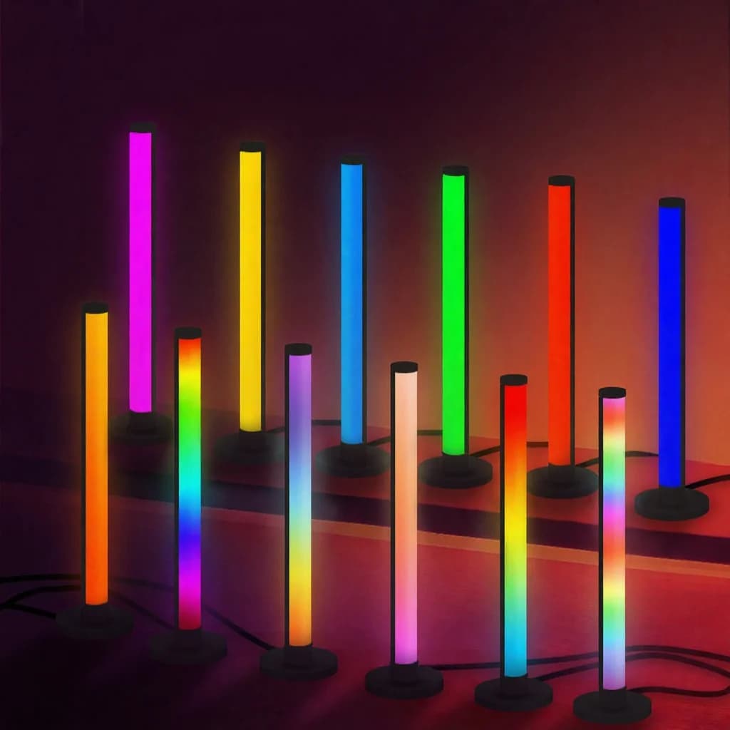 RGB LED stolná lampa reagujúca na zvuk s ovládaním cez aplikáciu
