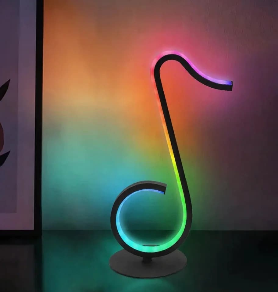 RGB atmosférická lampa v tvare noty, napájanie USB, s diaľkovým ovládaním