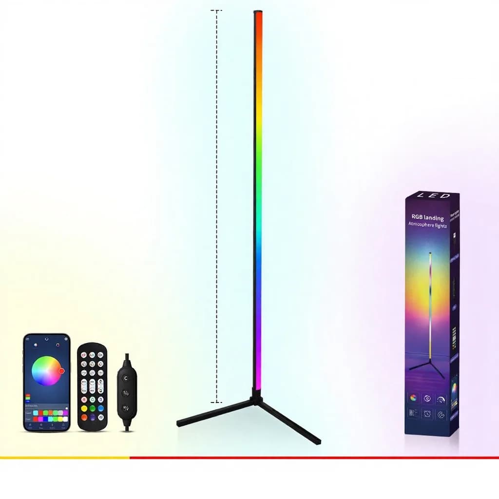 Podlahová lampa RGB so synchronizáciou hudby, diaľkovým ovládaním a ovládaním cez aplikáciu