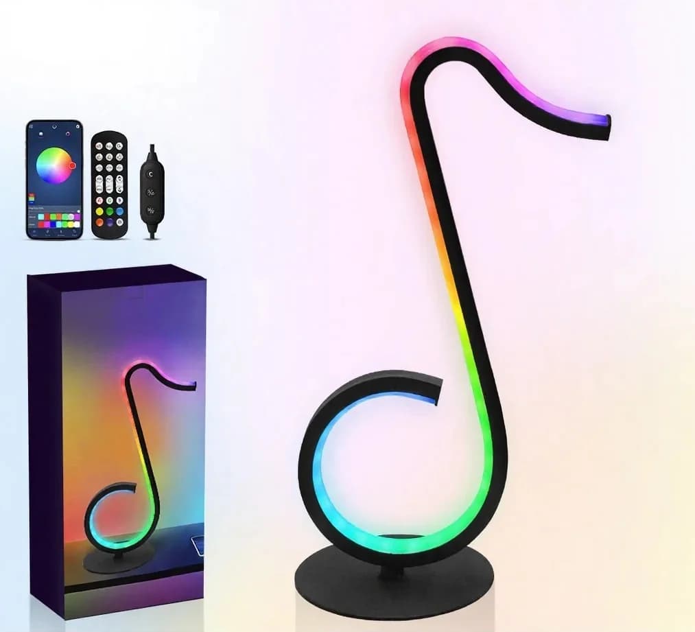 RGB atmosférická lampa v tvare noty, napájanie USB, s diaľkovým ovládaním