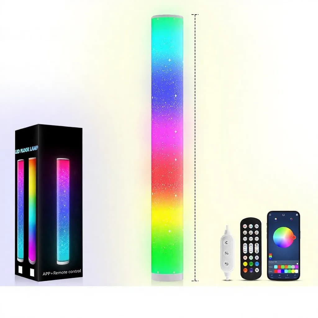 RGB LED stojacia lampa s hviezdicovým vzorom, diaľkovým a aplikačným ovládaním