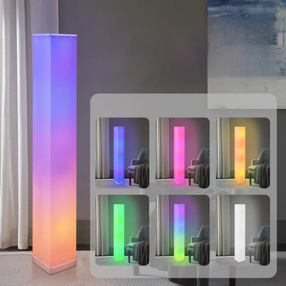 Štvorcová stojaca lampa s diaľkovým ovládaním, LED ambientné svetlo do obývačky
