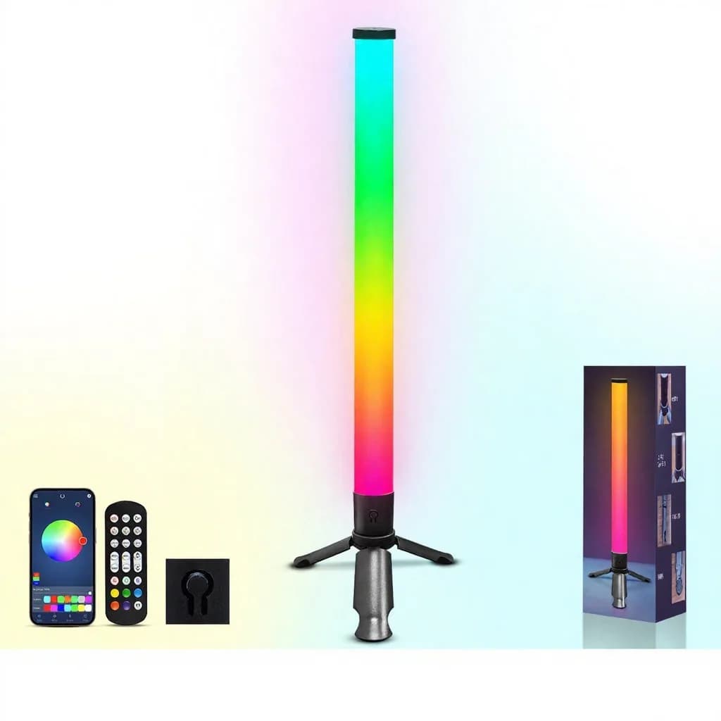 LED stolová atmosférická lampa na statíve so synchronizáciou hudby a RGB efektmi