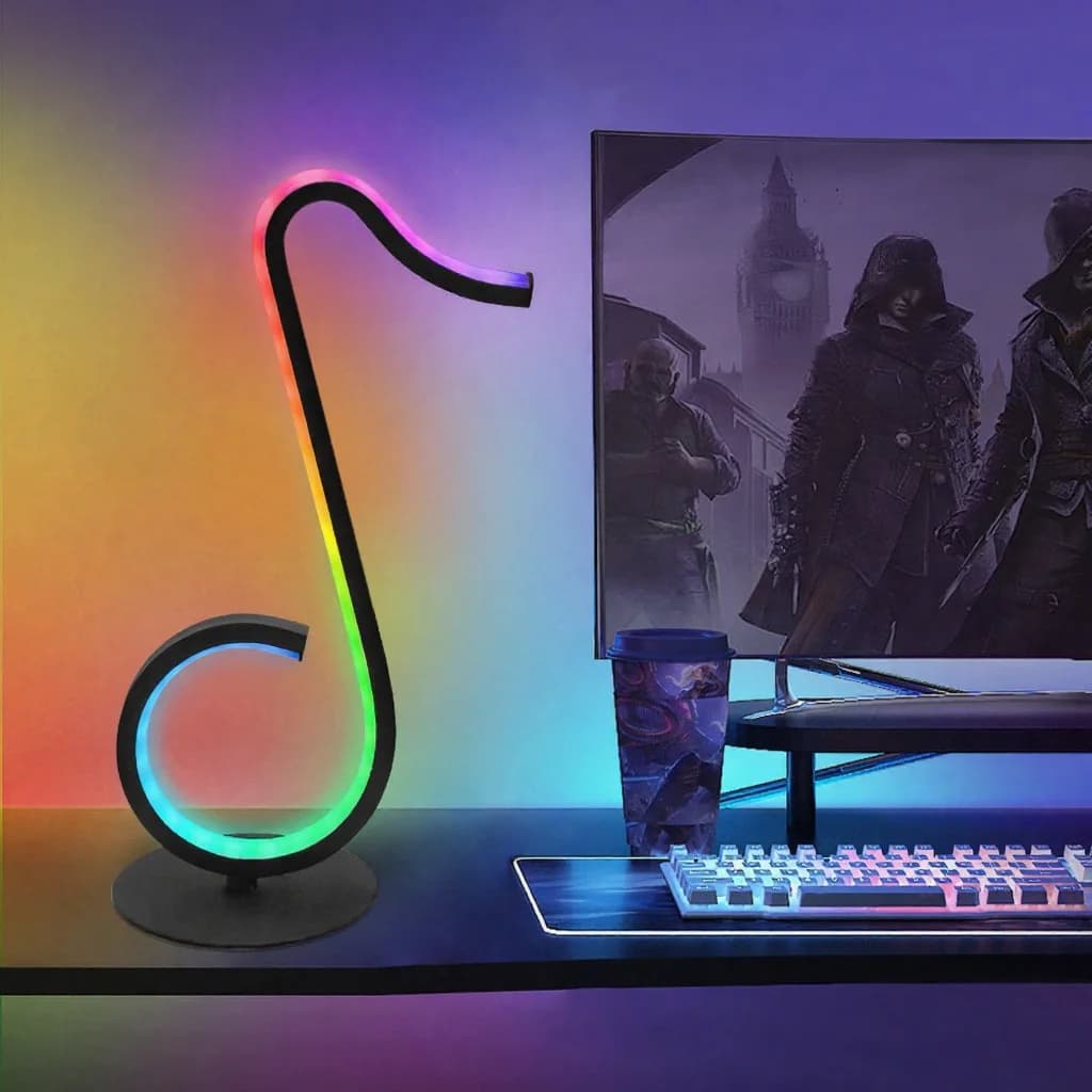 RGB atmosférická lampa v tvare noty, napájanie USB, s diaľkovým ovládaním