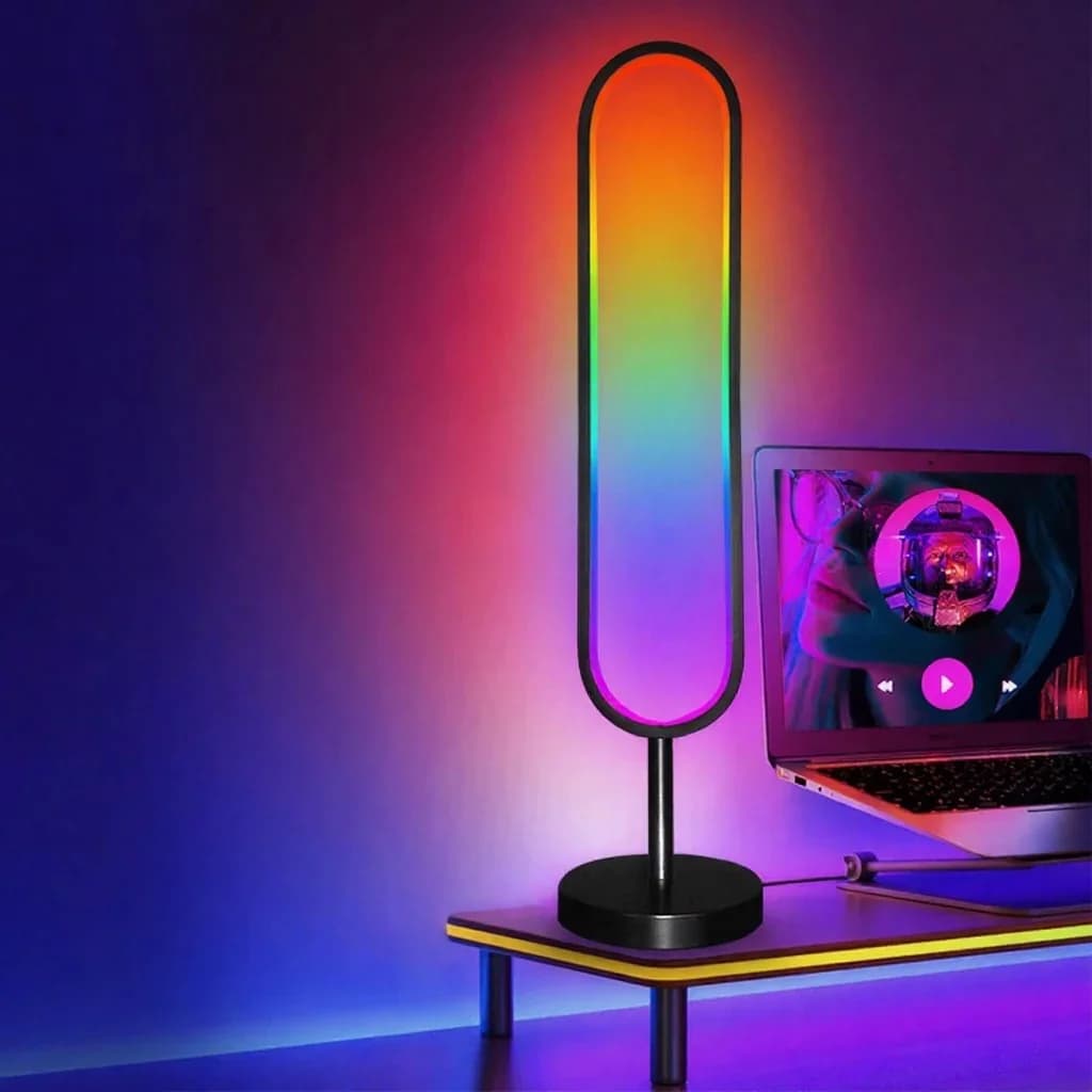 RGB stojacia lampa v tvare U so svetlom reagujúcim na zvuk a ovládaním cez aplikáciu