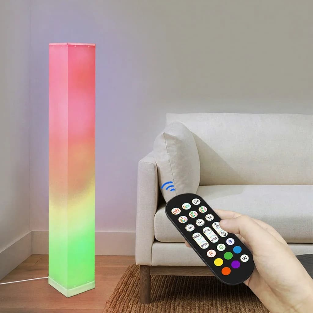 Štvorcová stojaca lampa s diaľkovým ovládaním, LED ambientné svetlo do obývačky