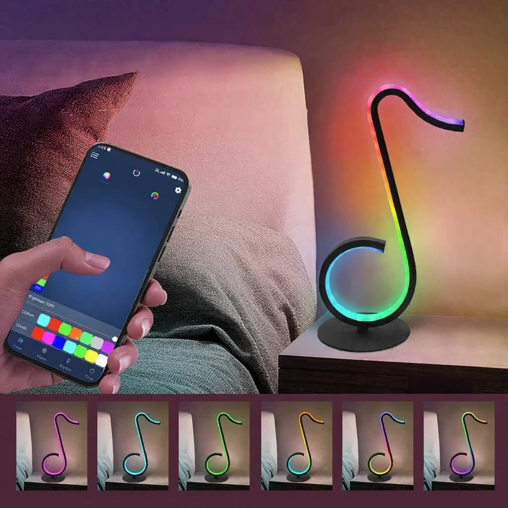 RGB atmosférická lampa v tvare noty, napájanie USB, s diaľkovým ovládaním
