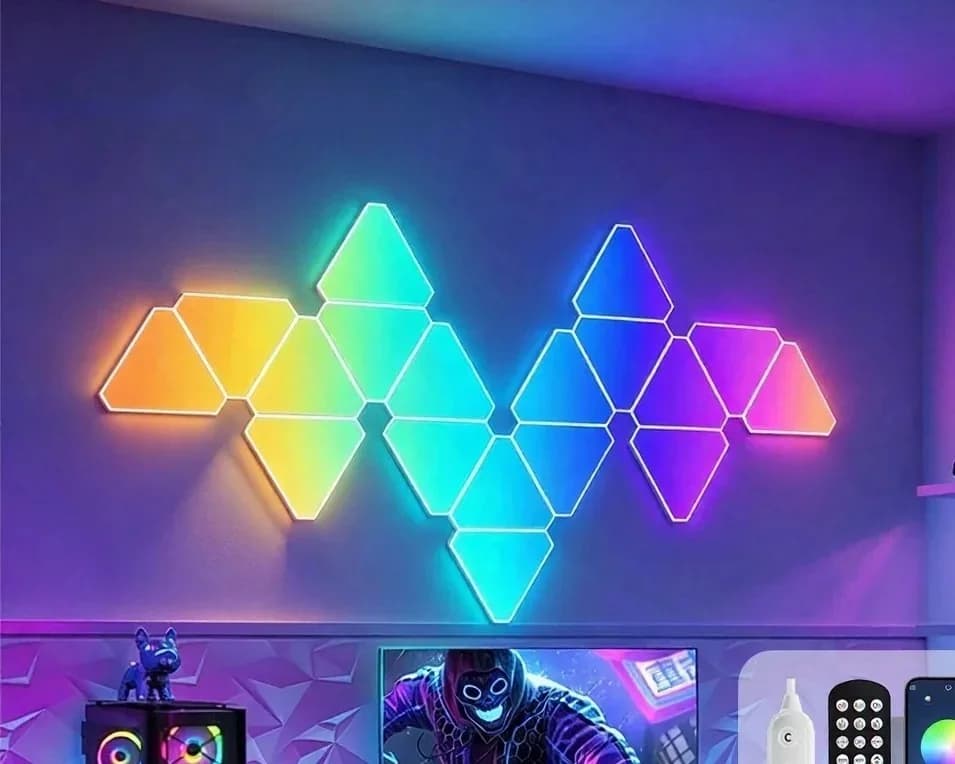 Sada inteligentných trojuholníkových LED nástenných svetiel RGB
