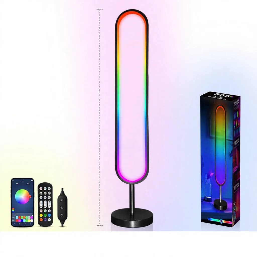 RGB stojacia lampa v tvare U so svetlom reagujúcim na zvuk a ovládaním cez aplikáciu