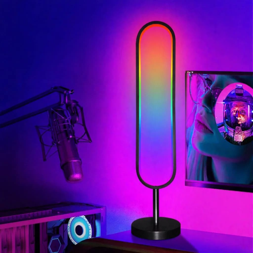RGB stojacia lampa v tvare U so svetlom reagujúcim na zvuk a ovládaním cez aplikáciu