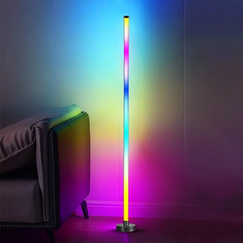 RGB LED rohová stojaca lampa so synchronizáciou hudby, ovládaním cez aplikáciu a diaľkové ovládanie