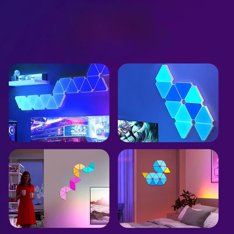 Sada inteligentných trojuholníkových LED nástenných svetiel RGB
