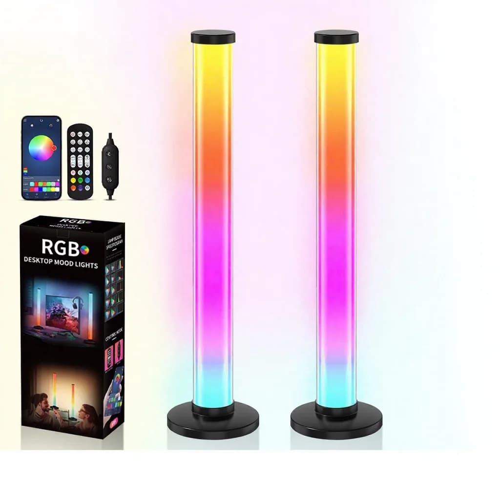 360-stupňová RGB stolná lampa reagujúca na zvuk s ovládaním cez aplikáciu a diaľkový ovládač