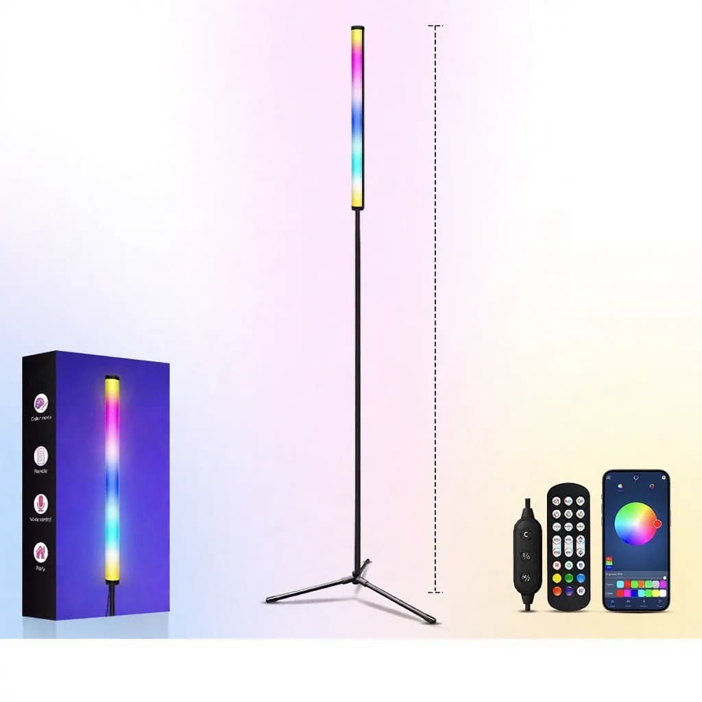 RGB stojacia lampa so zmenou farieb, synchronizáciou hudby a ovládaním cez aplikáciu