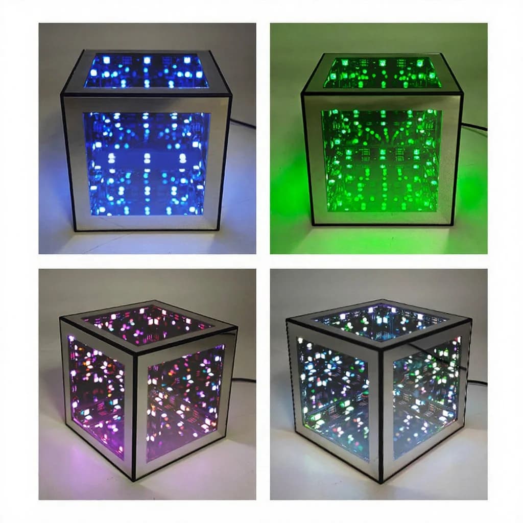 3D nekonečná kubická lampa RGB ambientné svetlo s režimom reakcie na zvuk