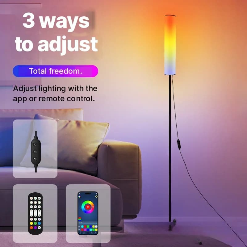 RGB LED stojacia lampa na trojnožke s diaľkovým ovládaním