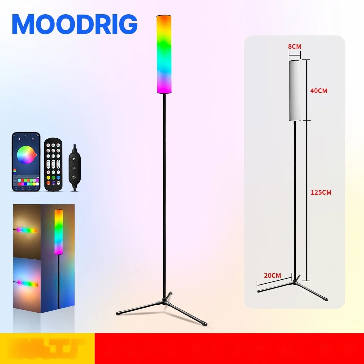 RGB LED stojacia lampa na trojnožke s diaľkovým ovládaním