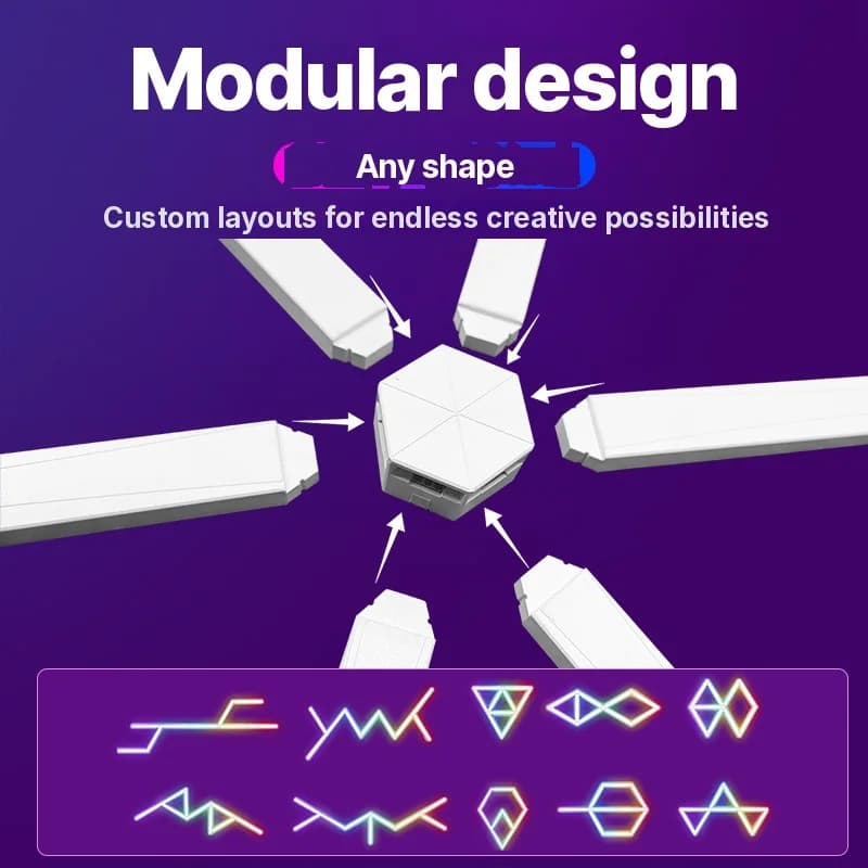 Inteligentné RGB LED nástenné svetlá s možnosťou spájania, ovládaním cez aplikáciu a synchronizáciou hudby