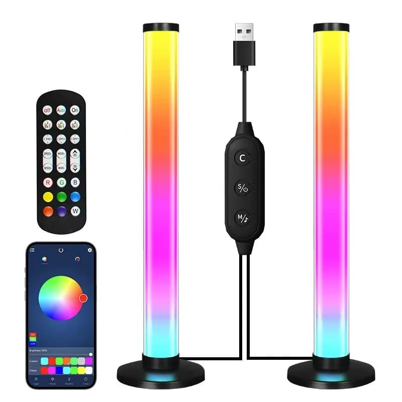 RGB LED stolná lampa reagujúca na zvuk s ovládaním cez aplikáciu