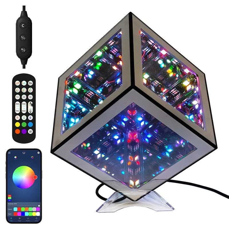 3D nekonečná kubická lampa RGB ambientné svetlo s režimom reakcie na zvuk