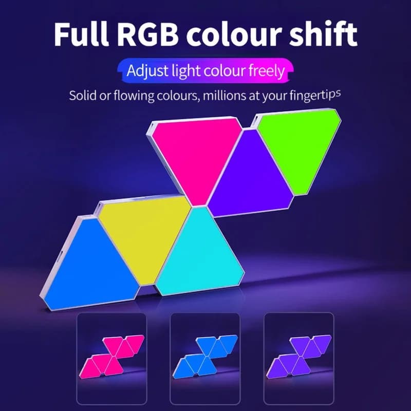 Sada inteligentných trojuholníkových LED nástenných svetiel RGB