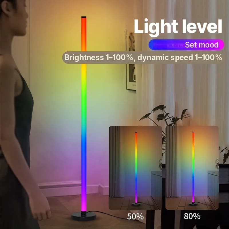 RGB skladacia stojacia lampa so synchronizáciou hudby a ovládaním cez aplikáciu