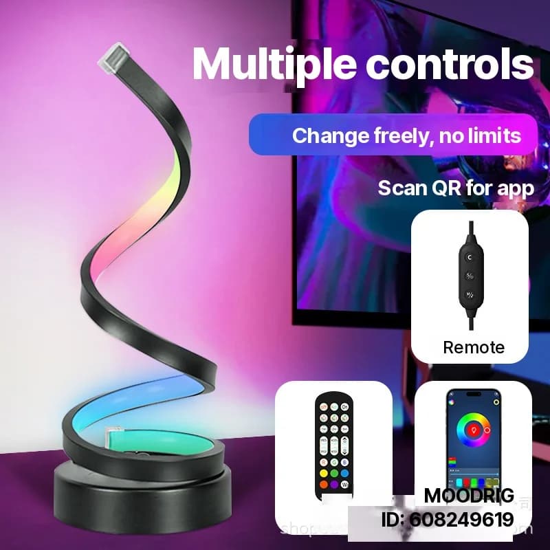 Spirálová RGB atmosférická lampa s reakciou na zvuk a ovládaním cez aplikáciu