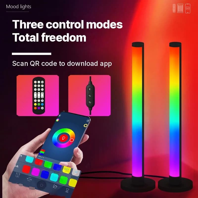 RGB LED stolná lampa reagujúca na zvuk s ovládaním cez aplikáciu