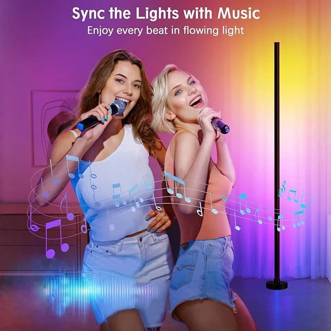 Podlahová lampa RGB s meniacimi sa farbami, synchronizáciou hudby a ovládaním cez aplikáciu